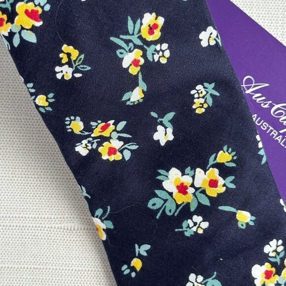 AusCufflinks Men’s Tie NWT Navy Cotton Floral Print Handmade - Picture 11 of 12
